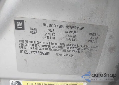 2008 Chevrolet Malibu Lt from USA, damaged, VIN 1G1ZJ57778F287200